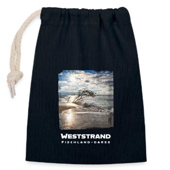 Mer Baltique vacances weststrand Prerow Fischland Darss - Sac cadeau en coton avec cordon (14 x 20 cm) - bleu marine - Devant