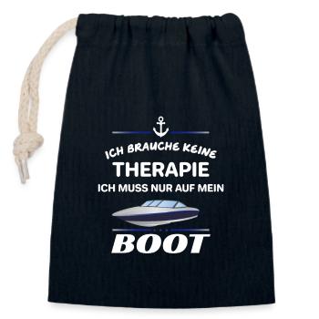 Therapy and Boat Boat Motorboat Sportboat Harbour - Closable cotton gift bag (14x20cm) - navy - Front