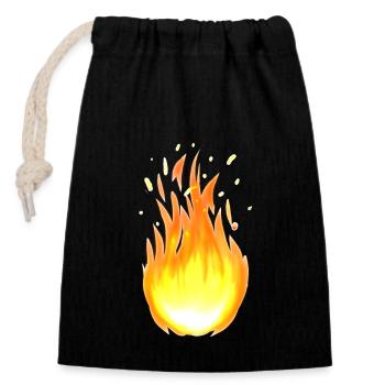 Flame Flammen Feuer brennen Feuerwehr - Verschließbarer Geschenkbeutel aus Baumwolle (14x20cm) - Schwarz - Vorne