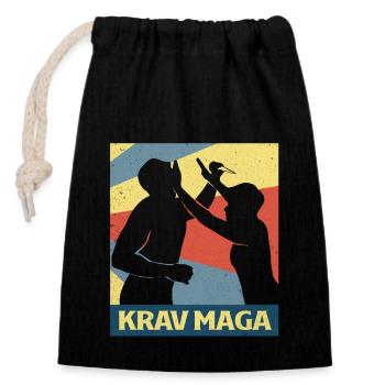 Krav Maga - Verschließbarer Geschenkbeutel aus Baumwolle (14x20cm) - Schwarz - Vorne