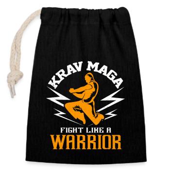 Krav Maga - Verschließbarer Geschenkbeutel aus Baumwolle (14x20cm) - Schwarz - Vorne