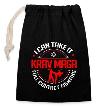 Krav Maga - Verschließbarer Geschenkbeutel aus Baumwolle (14x20cm) - Schwarz - Vorne