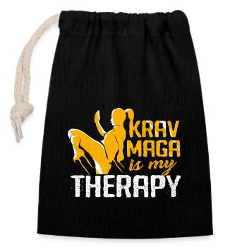 Krav Maga - Verschließbarer Geschenkbeutel aus Baumwolle (14x20cm) - Schwarz - Vorne