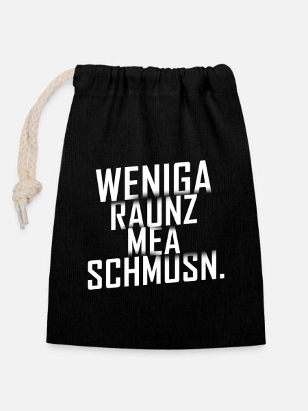 Mehr Schmusen - Verschließbarer Geschenkbeutel aus Baumwolle (14x20cm) - Schwarz