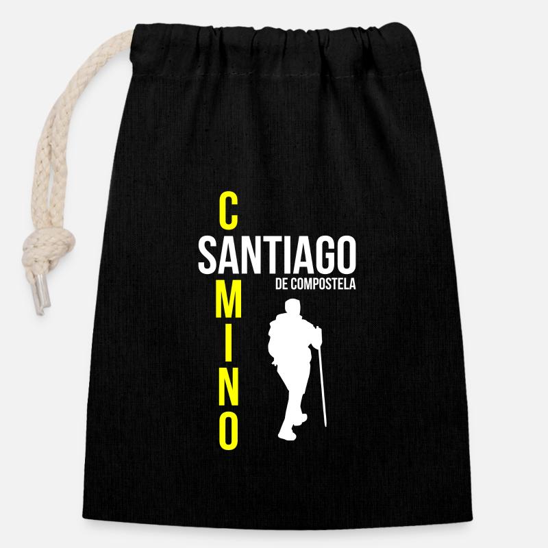 Camino de Santiago Pilgrims - Closable cotton gift bag (14x20cm) - black