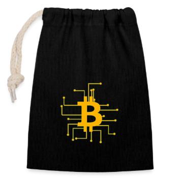 Bitcoin - Verschließbarer Geschenkbeutel aus Baumwolle (14x20cm) - Schwarz - Vorne