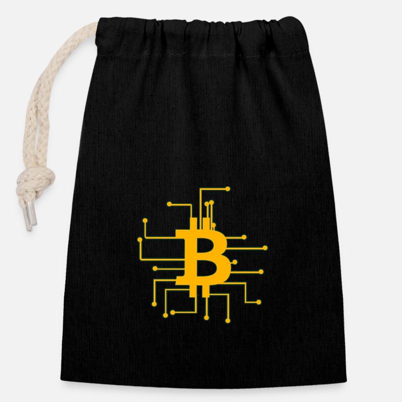 Bitcoin - Verschließbarer Geschenkbeutel aus Baumwolle (14x20cm) - Schwarz