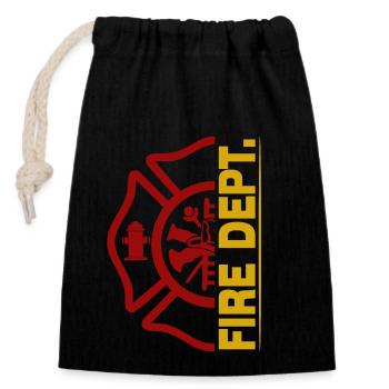 Fire Dept. - Feuerwehr - Verschließbarer Geschenkbeutel aus Baumwolle (14x20cm) - Schwarz - Vorne