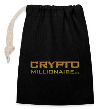 Crypto - Closable cotton gift bag (14x20cm) - black - Front