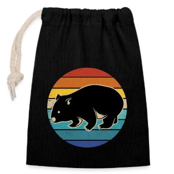 Wombat - Sac cadeau en coton avec cordon (14 x 20 cm) - noir - Devant