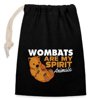 Wombat - Sac cadeau en coton avec cordon (14 x 20 cm) - noir - Devant