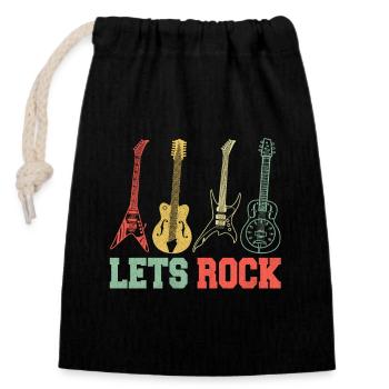 Guitars Rock Rock n Roll Band Concert Retro - Closable cotton gift bag (14x20cm) - black - Front