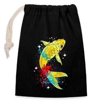 Koi - Closable cotton gift bag (14x20cm) - black - Front