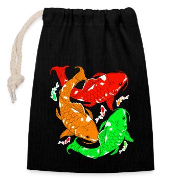 Koi - Closable cotton gift bag (14x20cm) - black - Front