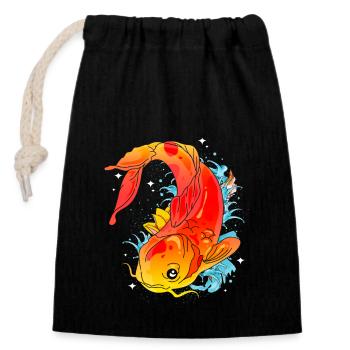 Koi poissons carpes Nishikigoi Kohaku Asagi cadeau - Sac cadeau en coton avec cordon (14 x 20 cm) - noir - Devant