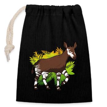 Okapi - Verschließbarer Geschenkbeutel aus Baumwolle (14x20cm) - Schwarz - Vorne