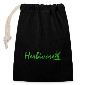 Vegan herbivore - Veganer Pflanzenfresser - Closable cotton gift bag (14x20cm) - black - Front
