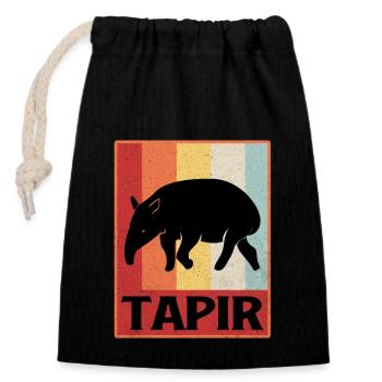 Tapir - Sac cadeau en coton avec cordon (14 x 20 cm) - noir - Devant