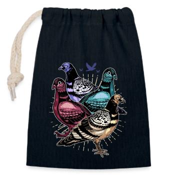Taube - Verschließbarer Geschenkbeutel aus Baumwolle (14x20cm) - Navy - Vorne