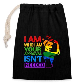LGBT - Verschließbarer Geschenkbeutel aus Baumwolle (14x20cm) - Schwarz - Vorne