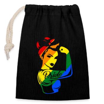 LGBT - Verschließbarer Geschenkbeutel aus Baumwolle (14x20cm) - Schwarz - Vorne