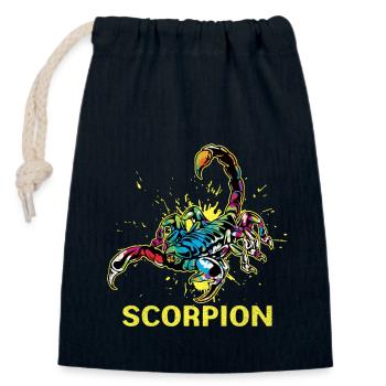 Skorpion - Verschließbarer Geschenkbeutel aus Baumwolle (14x20cm) - Navy - Vorne