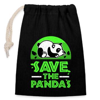 Panda - Closable cotton gift bag (14x20cm) - black - Front