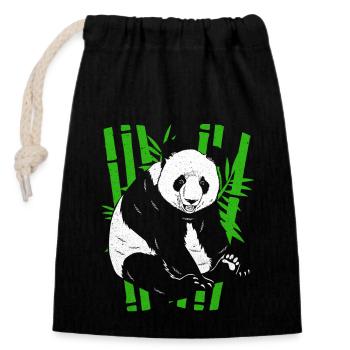 Panda - Closable cotton gift bag (14x20cm) - black - Front