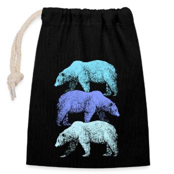 Polar bear - Closable cotton gift bag (14x20cm) - black - Front