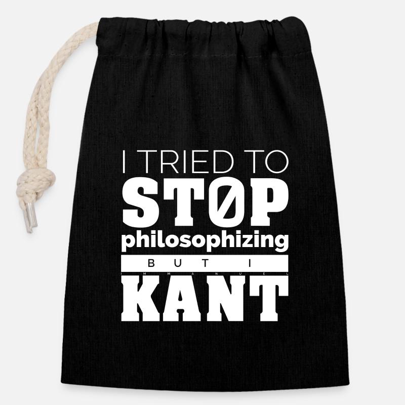 Chemise Kant Philosophie - Sac cadeau en coton avec cordon (14 x 20 cm) - noir