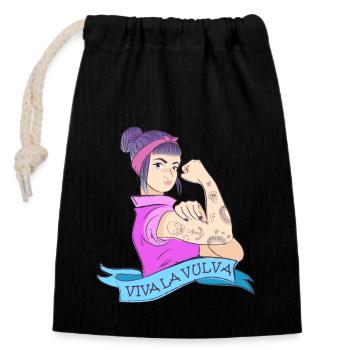 Tattoo woman feminism - Closable cotton gift bag (14x20cm) - black - Front