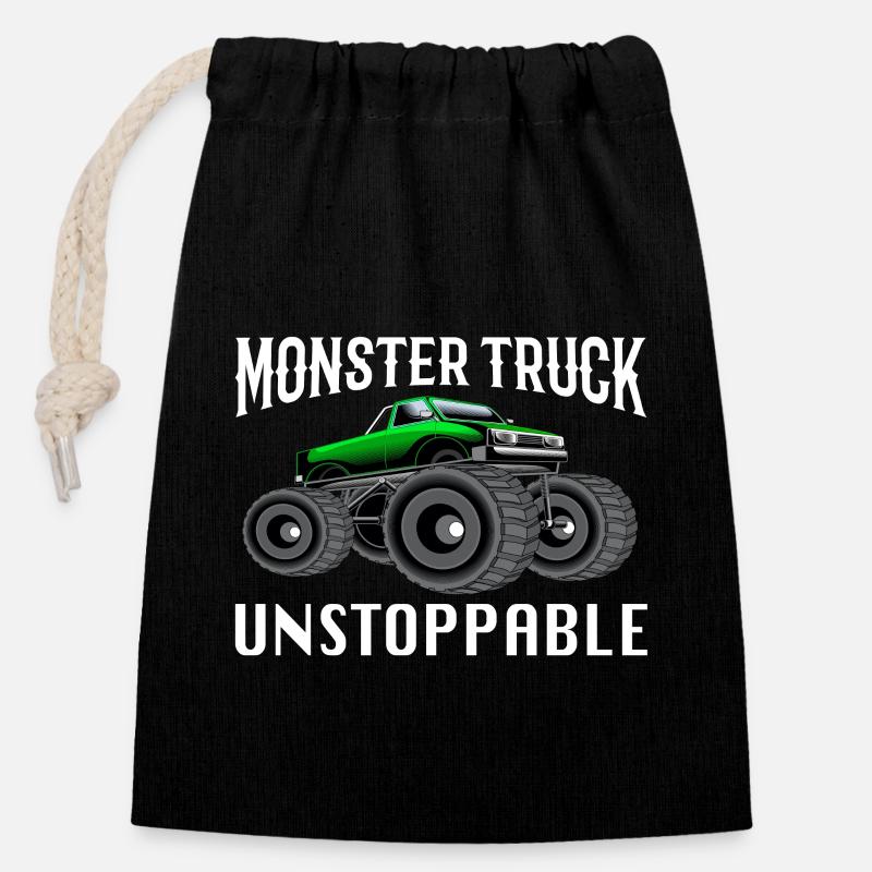 Monstertruck - Verschließbarer Geschenkbeutel aus Baumwolle (14x20cm) - Schwarz