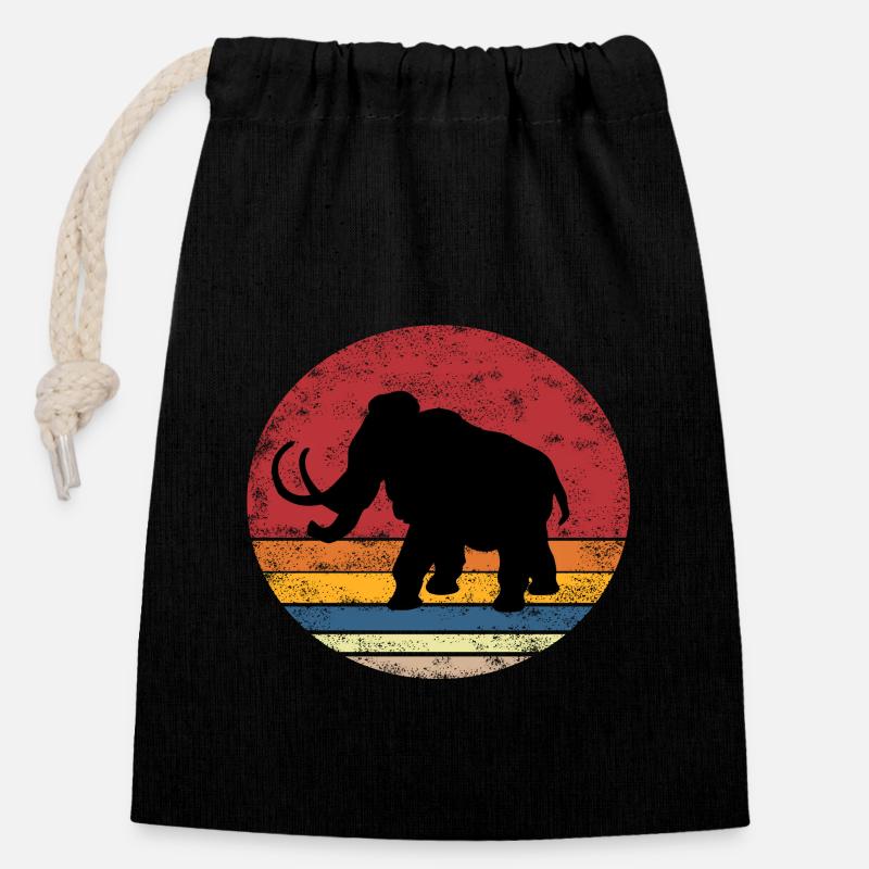 Mammut vintage - Verschließbarer Geschenkbeutel aus Baumwolle (14x20cm) - Schwarz