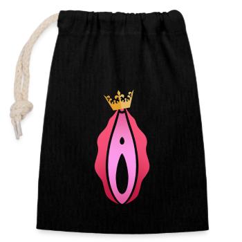 Vagina queen - Closable cotton gift bag (14x20cm) - black - Front