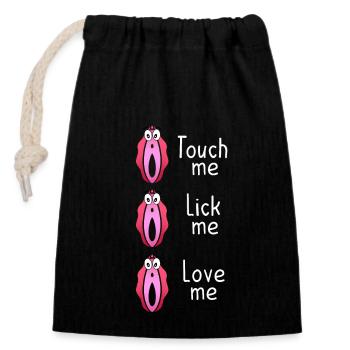 Love your vagina - Closable cotton gift bag (14x20cm) - black - Front