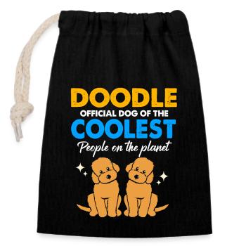 Doodle Hund Goldendoodle Golden Retriever Pudel - Verschließbarer Geschenkbeutel aus Baumwolle (14x20cm) - Schwarz - Vorne