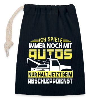Abschleppdienst Ich spiele immer noch mit Autos - Verschließbarer Geschenkbeutel aus Baumwolle (14x20cm) - Navy - Vorne