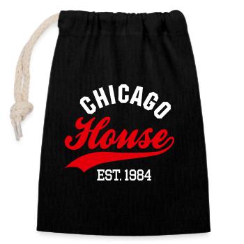 Vintage Chicago house est. 1984 rave house party - Sac cadeau en coton avec cordon (14 x 20 cm) - noir - Devant