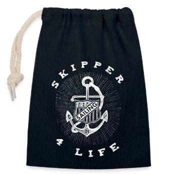 Skipper - Verschließbarer Geschenkbeutel aus Baumwolle (14x20cm) - Navy - Vorne