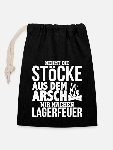 Lagerfeuer - Verschließbarer Geschenkbeutel aus Baumwolle (14x20cm) - Schwarz