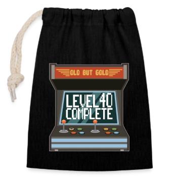 40th Birthday Gamer Level 40 Complete Zocker - Closable cotton gift bag (14x20cm) - black - Front