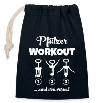 Pfälzer Workout Korkenzieher Weinfest Pfalz Shirt - Verschließbarer Geschenkbeutel aus Baumwolle (14x20cm) - Navy - Vorne