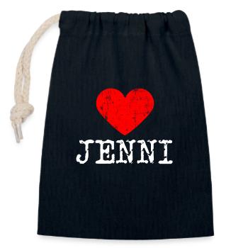 Herz JENNI | Liebe JENNI - Verschließbarer Geschenkbeutel aus Baumwolle (14x20cm) - Navy - Vorne
