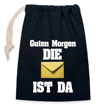 Guten Morgen die Post ist da! Tshirt für Postboten - Verschließbarer Geschenkbeutel aus Baumwolle (14x20cm) - Navy - Vorne