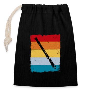 Retro recorder - Closable cotton gift bag (14x20cm) - black - Front