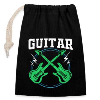 guitare - Sac cadeau en coton avec cordon (14 x 20 cm) - noir - Devant