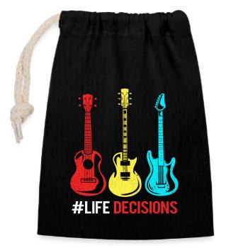 guitare - Sac cadeau en coton avec cordon (14 x 20 cm) - noir - Devant