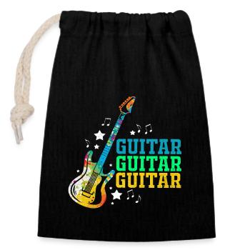 guitare - Sac cadeau en coton avec cordon (14 x 20 cm) - noir - Devant