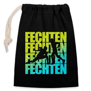 Fechten Degen Fechter Kampfsport - Verschließbarer Geschenkbeutel aus Baumwolle (14x20cm) - Schwarz - Vorne