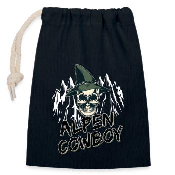 Alpen Allgäu Cowboy Totenkopf Berge Heimat - Sac cadeau en coton avec cordon (14 x 20 cm) - bleu marine - Devant